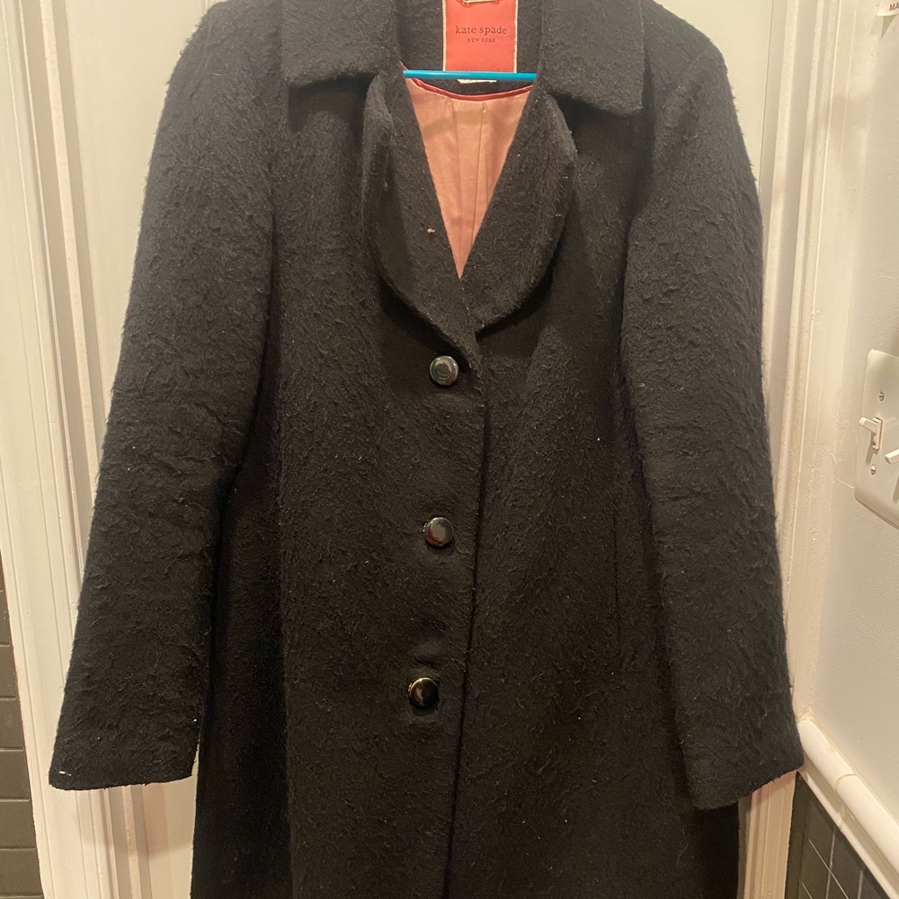 Kate Spade Black Pea Coat w/ Pink Lining